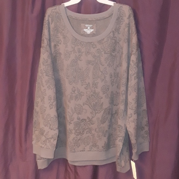 Sonoma Goods for Life+Style Floral design Long Sleeve Crewneck Sweatshirt - Gray - Picture 5 of 16
